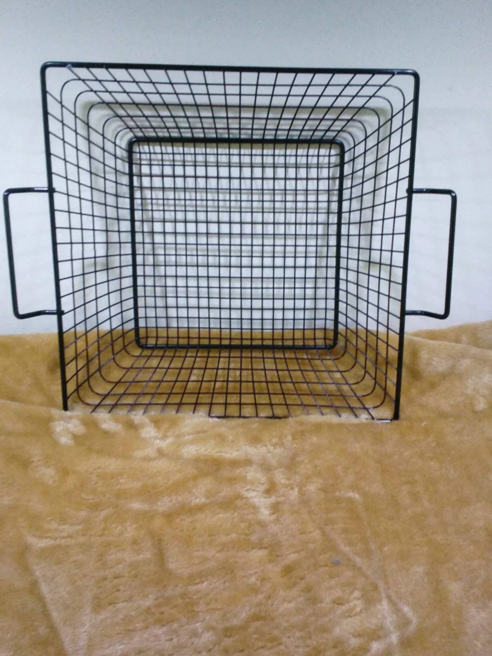 Black Square Metal Wire Storage Basket